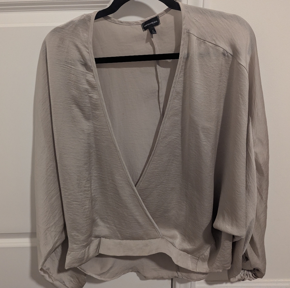 BuckleBlack 100% Silk Wrap Top